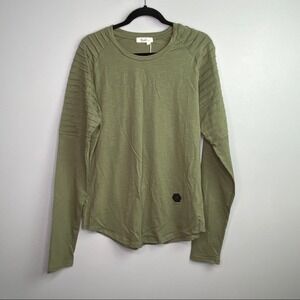 Reversd Mens Olive Green Long‎ Sleeve Crewneck T-Shirt Size M